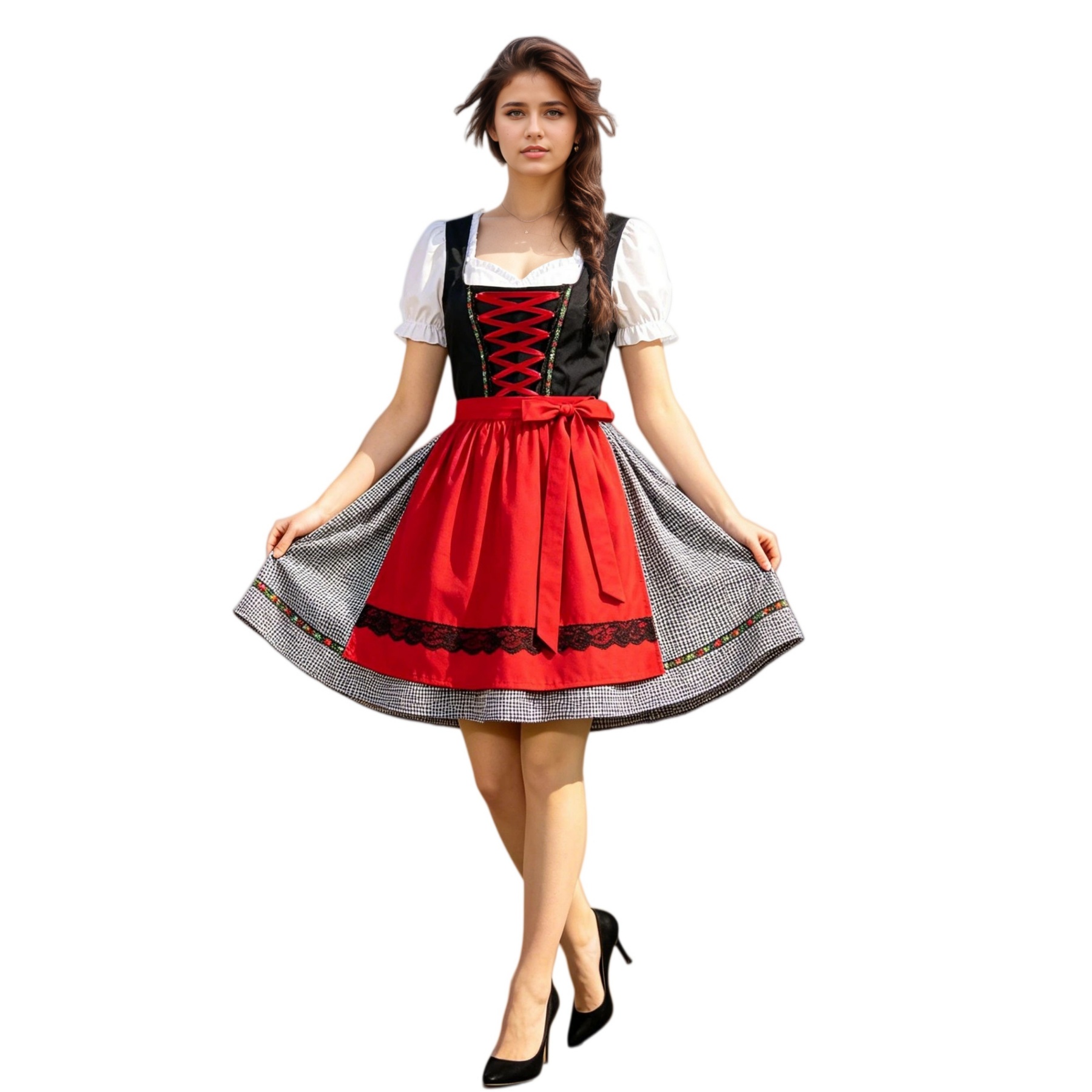 Women German Oktoberfest Dirndl Dress - Bavarian Traditional Maid Costume